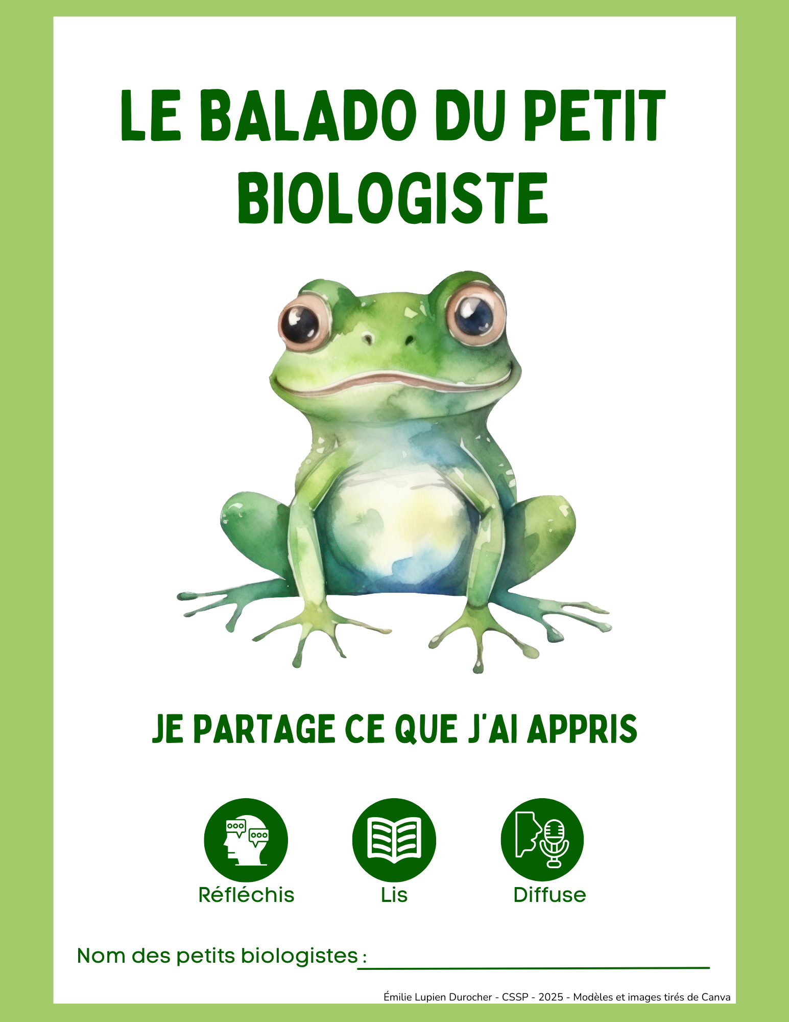 Les grenouilles – Couverture noire scientifique